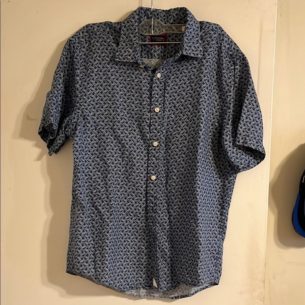 UNTUCKit Blue Casual linen Button Down Shirt with Stylish Micro-Print